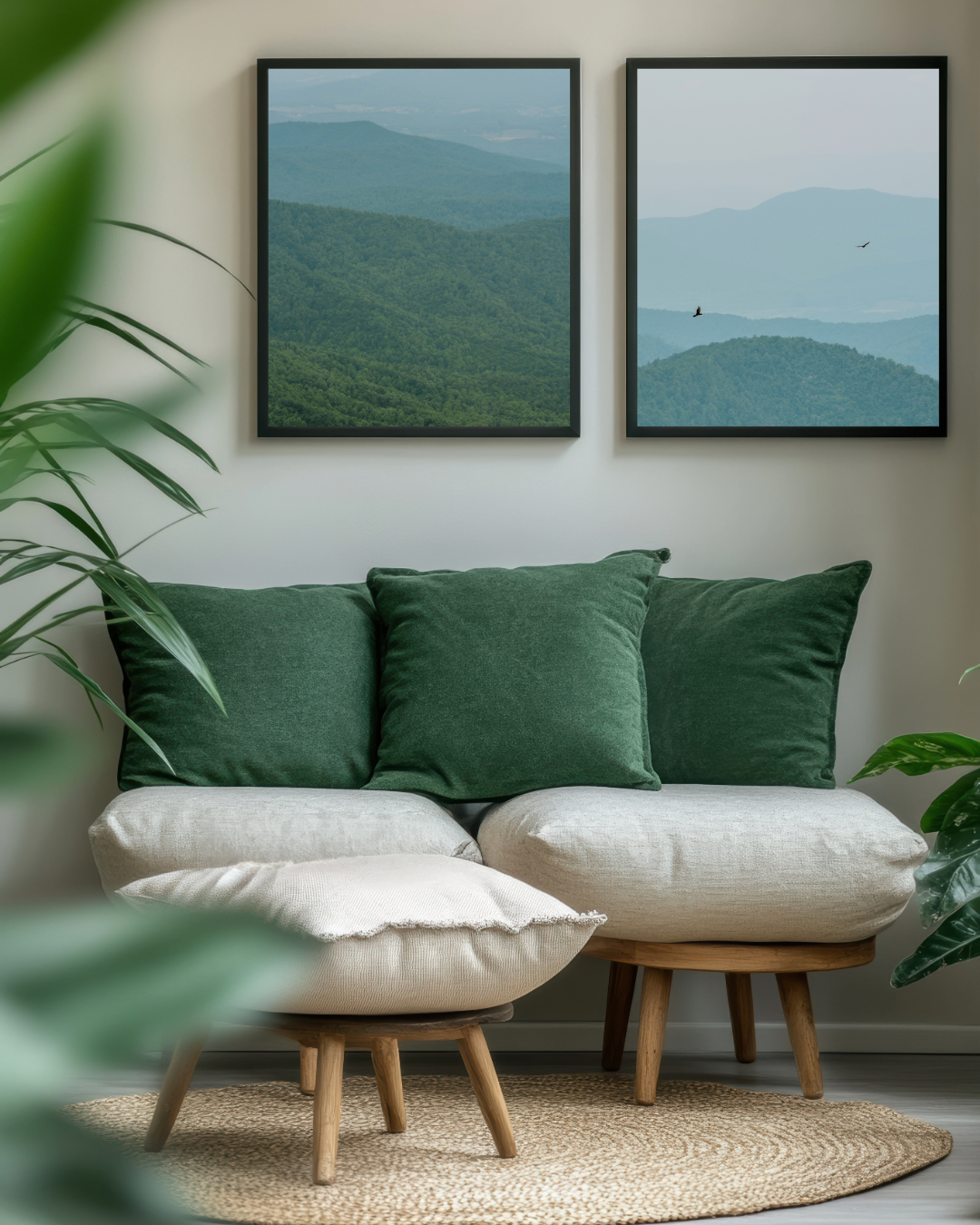 Mountains in Hues of Blue + Shades of Green