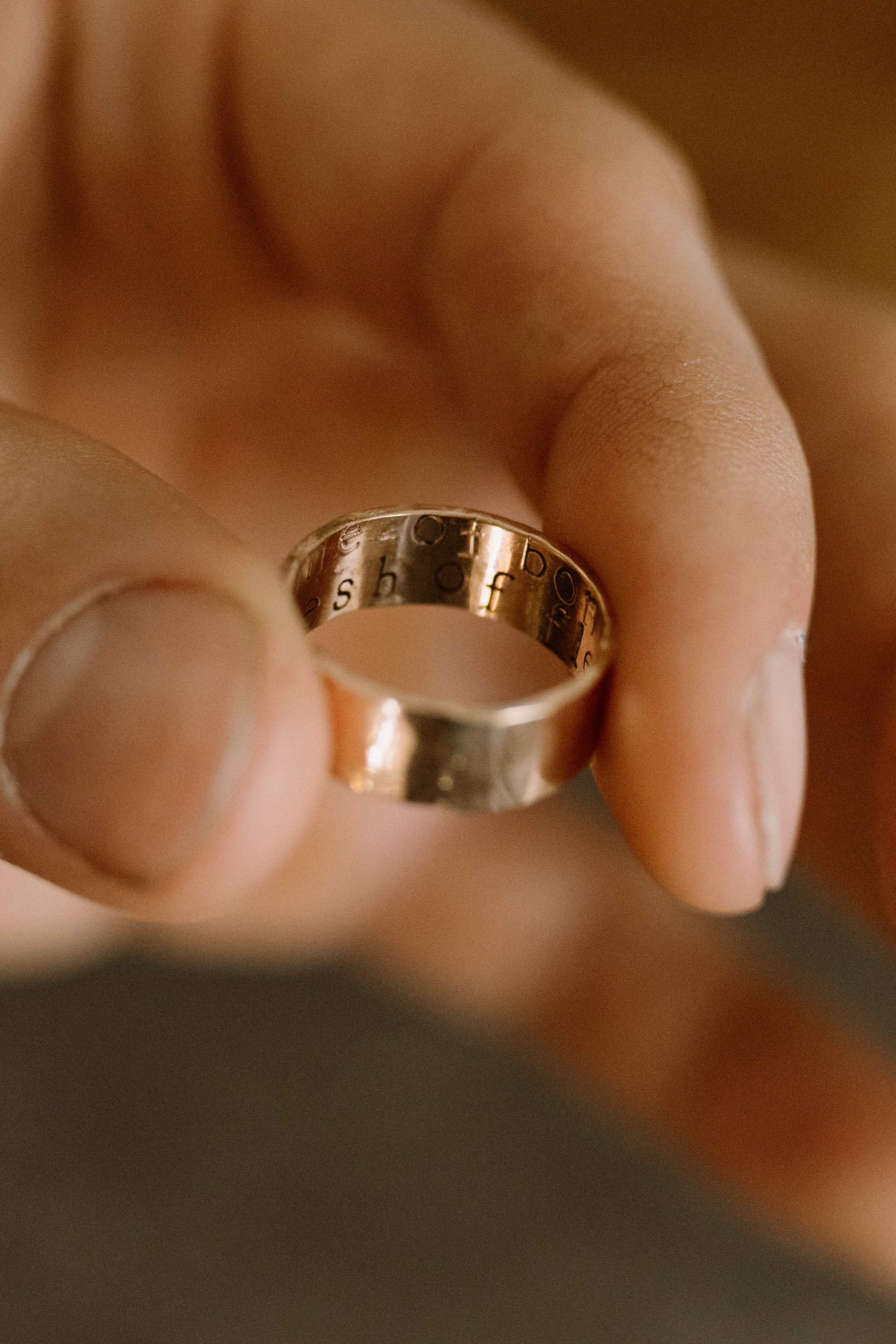 Bone + Flesh Hammered Gold Wedding Bands