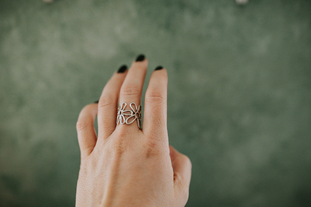 Consider the Flowers Double Floral Ring